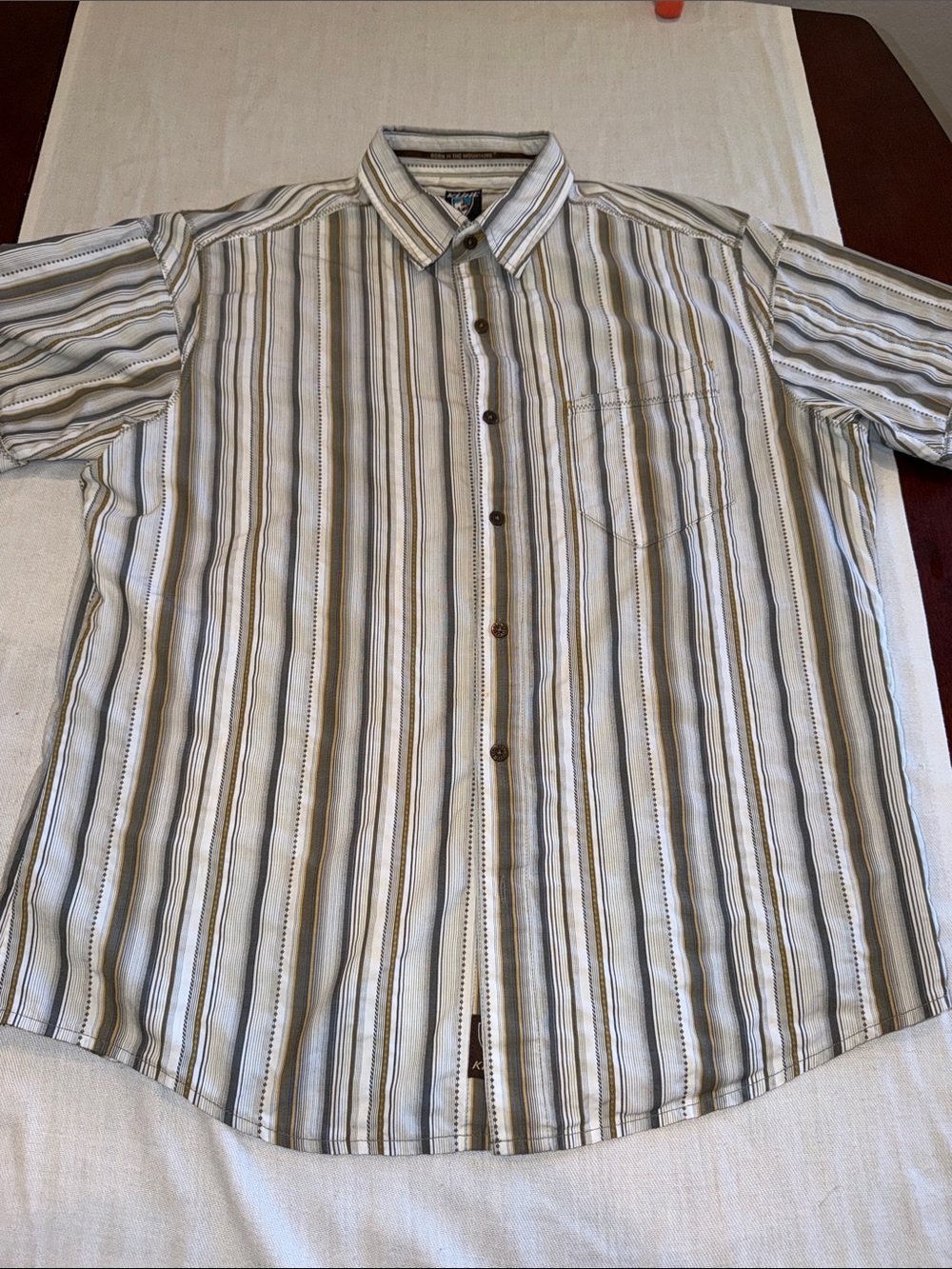 Kuhl Mens Button Down Shirt Plaid Short Sleeve XL Orange Blue Excellent